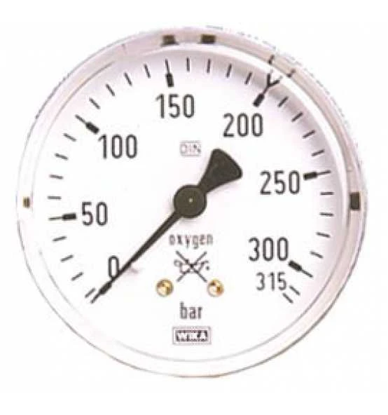 ELMAG Flaschendruckmanometer (Sauerstoff), Ø 63mm, 0-315 Bar, AG 1/4' Unten, Druckregler Zu Stahlflasche 1 ELMAG Flaschendruckmanometer (Sauerstoff), Ø 63mm, 0-315 Bar, AG 1/4' Unten, Druckregler Zu Stahlflasche